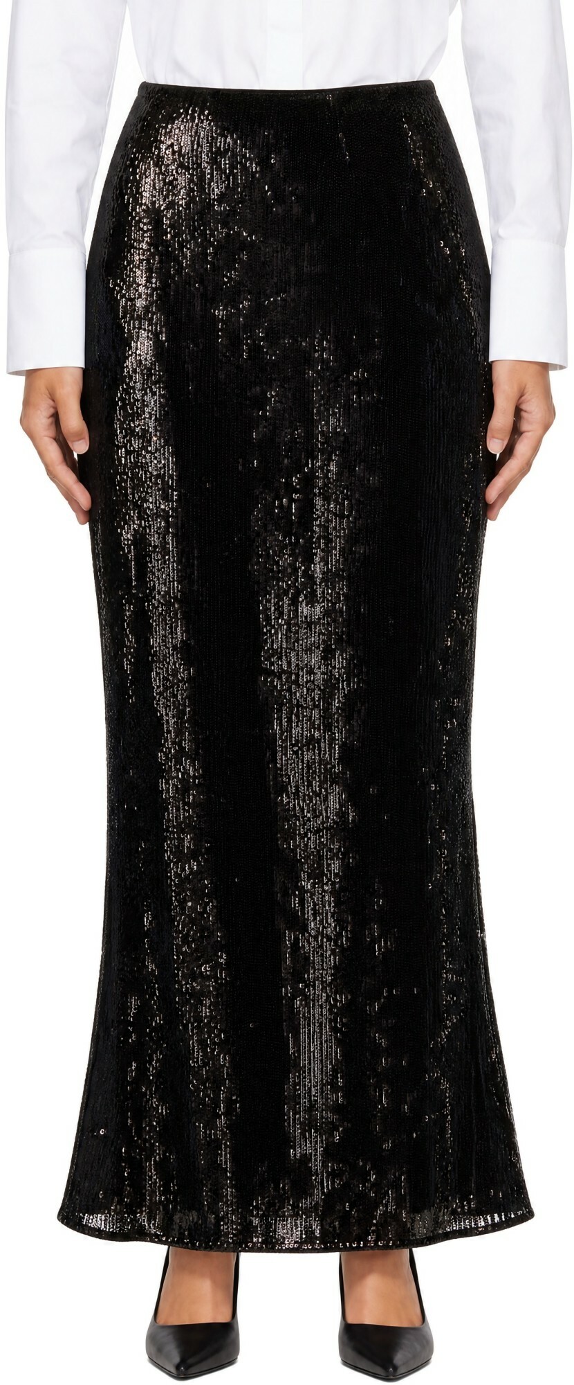 BALMAIN Green Sequinned Maxi Skirt