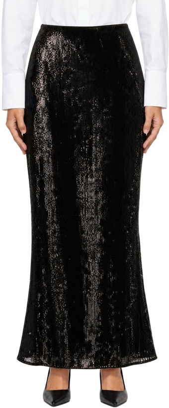 Photo: BALMAIN Green Sequinned Maxi Skirt