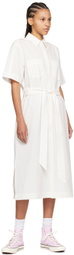 Maison Kitsuné White Crinkled Midi Dress