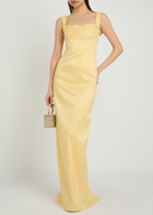Rebecca Vallance Mandy Pleated Slubbed-poplin Maxi Dress Yellow