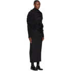 Winnie Black Silk Draped Shoulder Dress