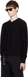COOR Black V-Neck Merino Wool Layered Sweater