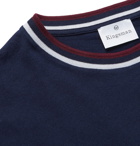 Kingsman - Contrast-Tipped Mélange Cotton and Cashmere-Blend Jersey T-Shirt - Blue