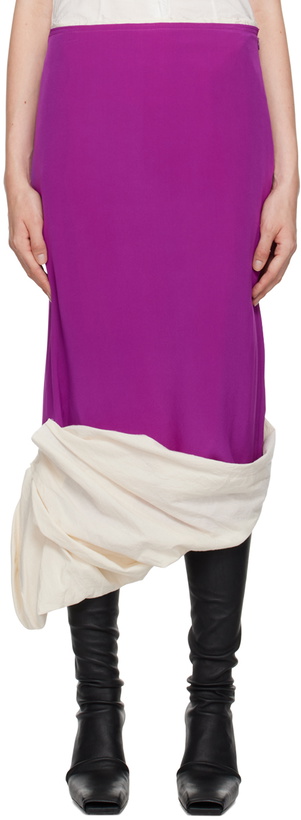 Photo: COLLEEN ALLEN SSENSE Exclusive Purple & Beige Silk Habotai & Calico Midi Skirt