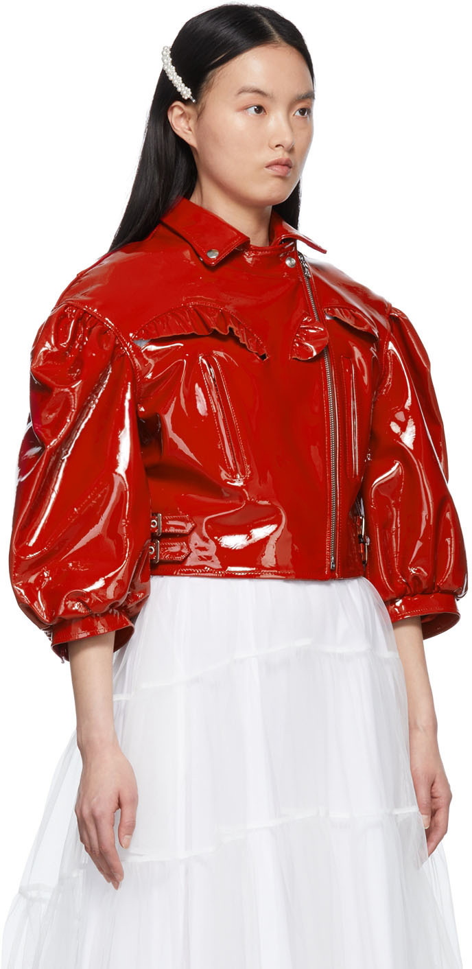 Simone Rocha Red Ruffle Leather Jacket Simone Rocha