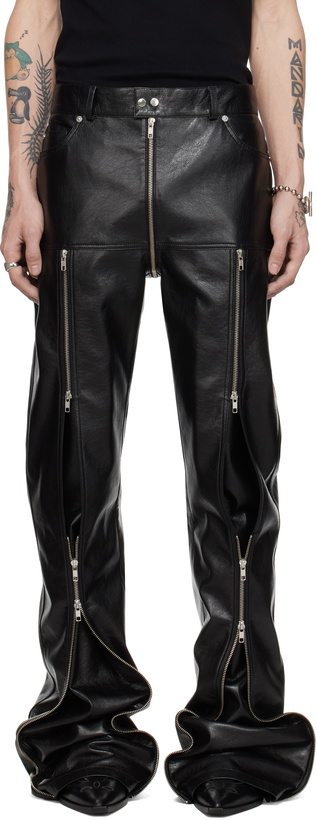 Photo: LU'U DAN Black Zipped Riot 5-Pocket Faux-Leather Pants