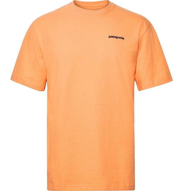 Photo: Patagonia - P-6 Logo Responsibili-Tee Printed Cotton-Blend Jersey T-Shirt - Orange