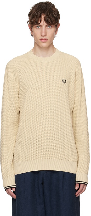 Photo: Fred Perry Beige Embroidered Sweater