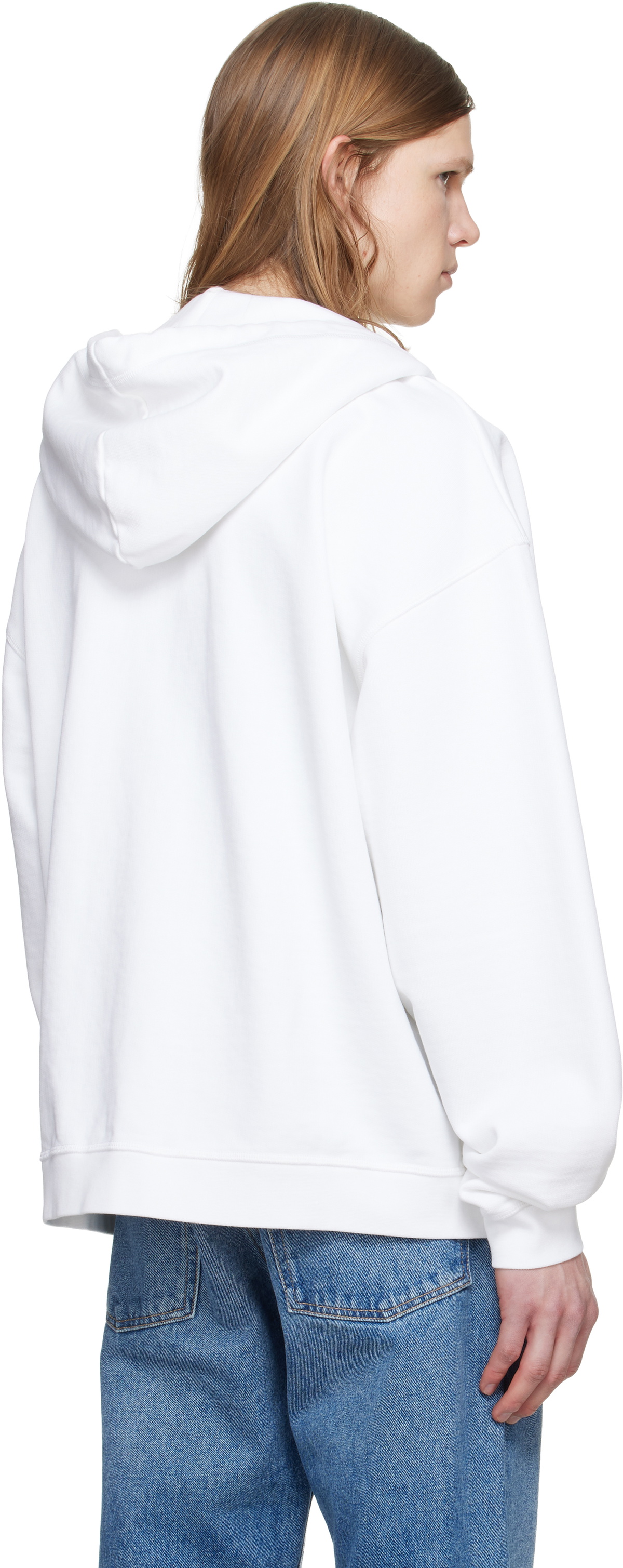 Dsquared2 White Denim Mix Relax Zipped Fit Hoodie