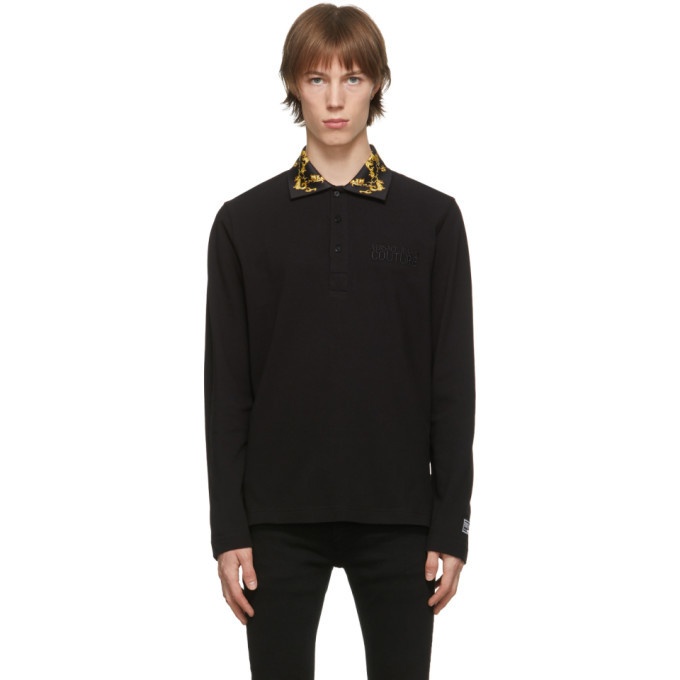 Photo: Versace Jeans Couture Black Shields and Chains Long Sleeve Polo
