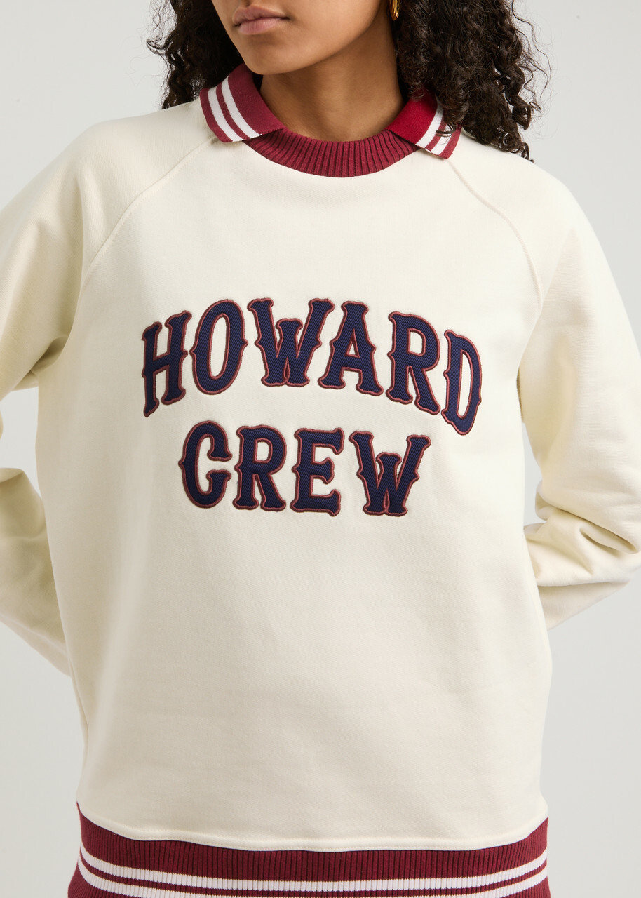 Wales Bonner Crew Embroidered Cotton Sweatshirt Ivory