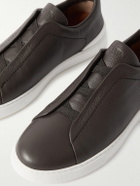 Zegna - Triple Stitch™ Full-Grain Leather Slip-On Sneakers - Brown