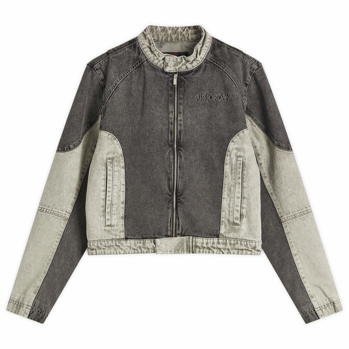 Photo: Air Jordan Women's W Moto Jacket in Black/Flat Pewter/Iron Grey