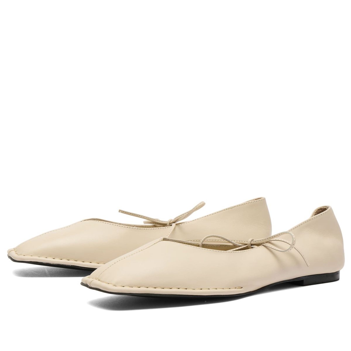 ALOHAS Women's Sway Leather Ballet Flats in Cream