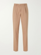 Brunello Cucinelli - Straight-Leg Pleated Cotton and Linen-Blend Trousers - Brown