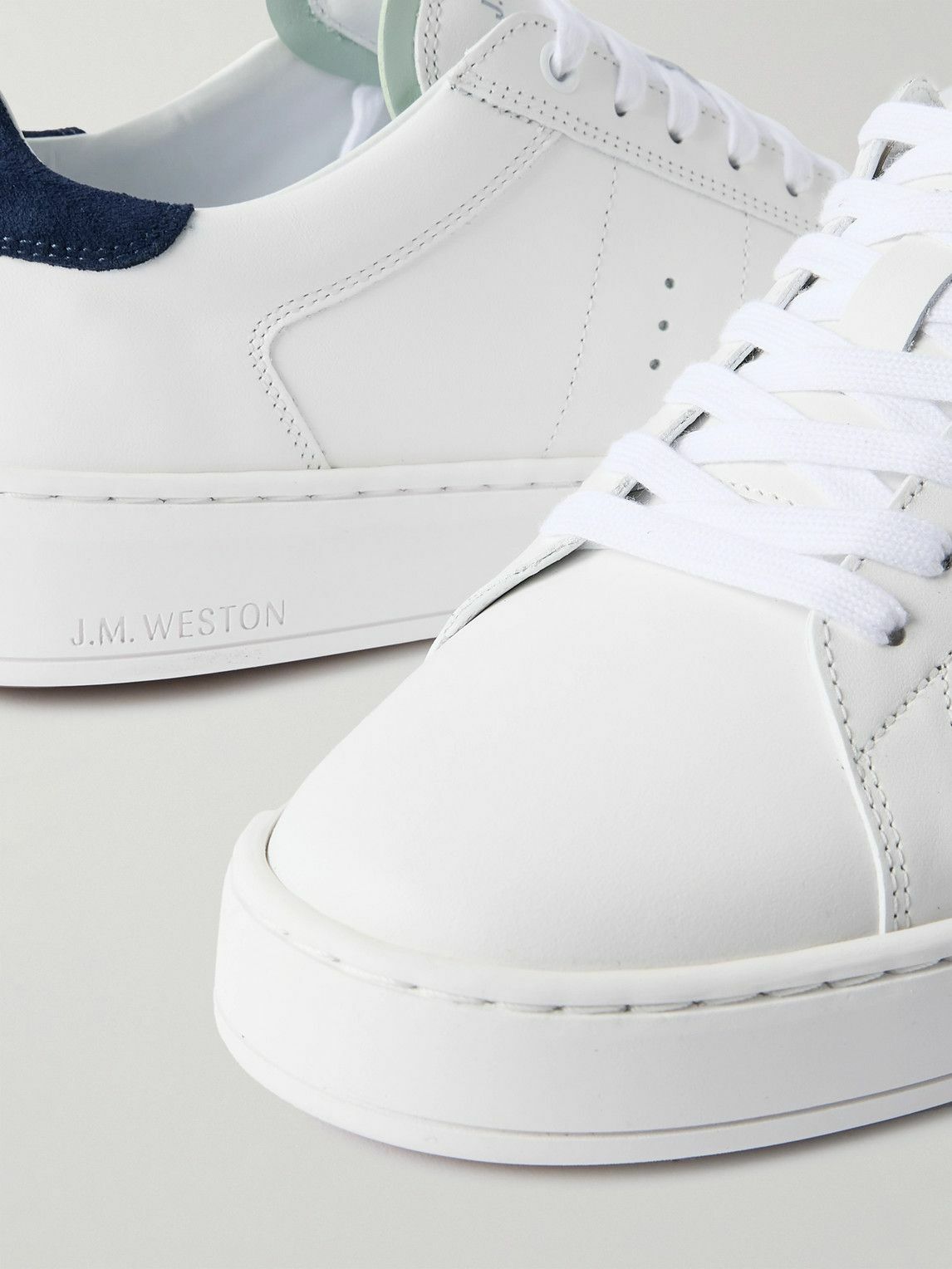 J.M. Weston - On Time Suede-Trimmed Leather Sneakers - White