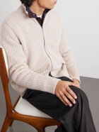 Massimo Alba - Mirko Ribbed Cashmere and Alpaca-Blend Zip-Up Sweater - Neutrals
