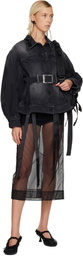 Simone Rocha Black Embellished Sculpted Belt Detail Denim Jacket