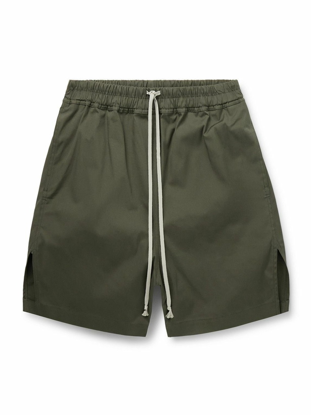 Photo: Rick Owens - Straight-Leg Cotton-Blend Poplin Drawstring Shorts - Green