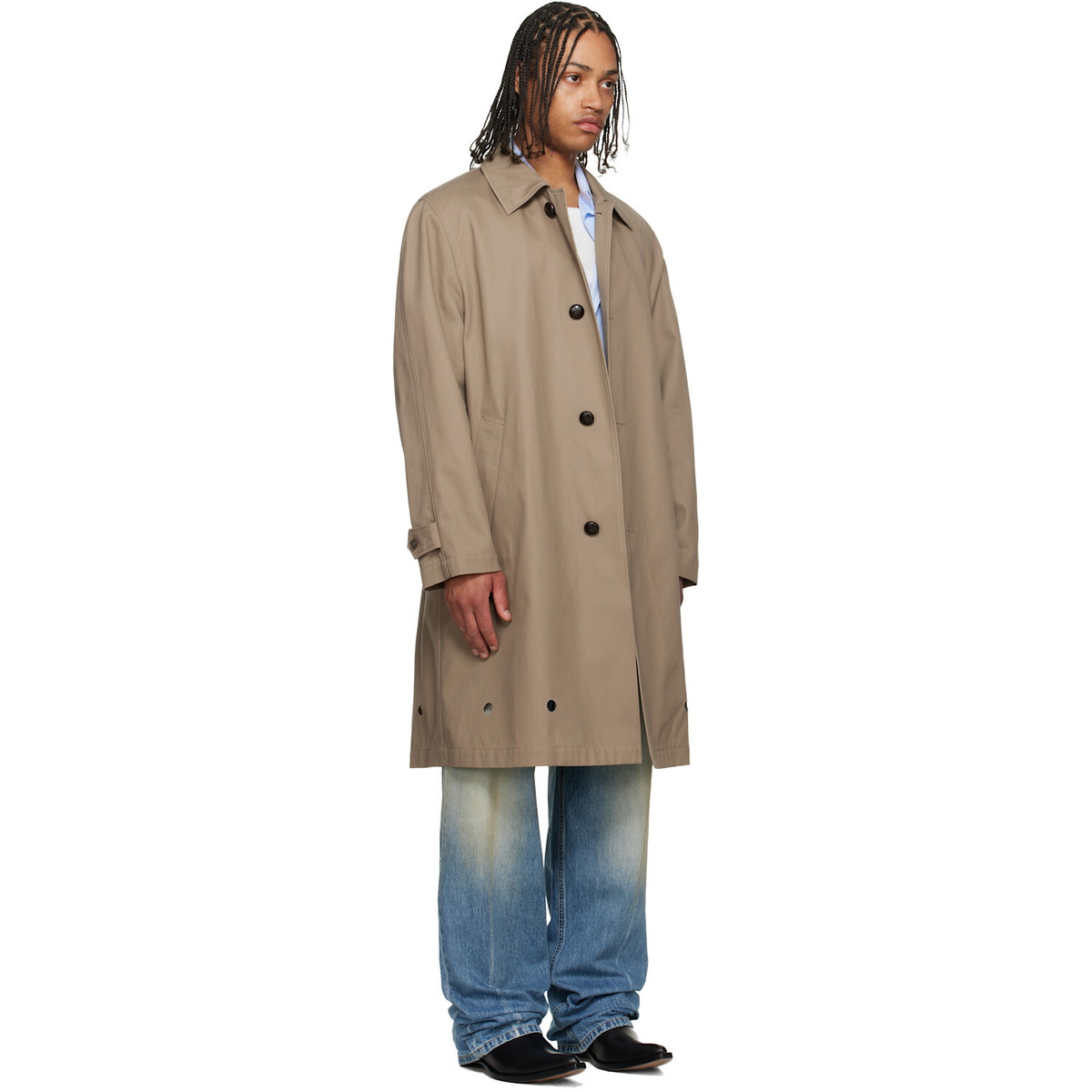 MM6 Maison Margiela Beige Single-Breasted Utility Coat