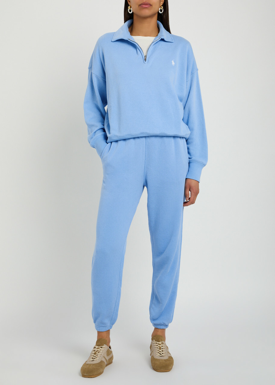 Polo Ralph Lauren Logo-embroidered Cotton-blend Polo Sweatshirt Light Blue