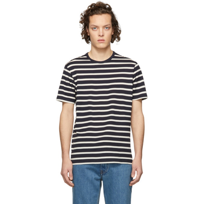 Photo: Sunspel Navy and White Classic Breton Stripe Classic T-Shirt