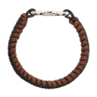 Salvatore Ferragamo Black and Brown Two-Tone Braided Bracelet