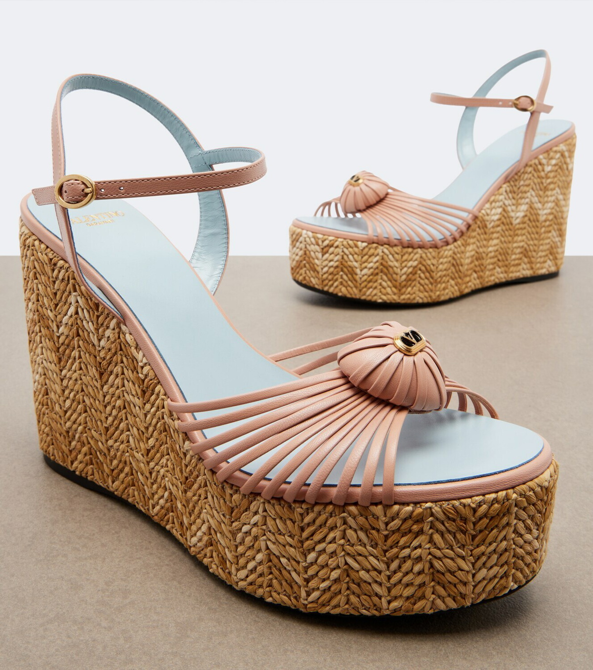 Valentino Garavani Cœur Royal leather espadrille wedges