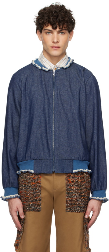 Photo: Anna Sui Blue Baseball Denim Bomber Jacket