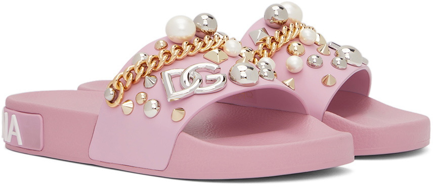 Dolce Gabbana Pink Charms Beach Slides Dolce Gabbana