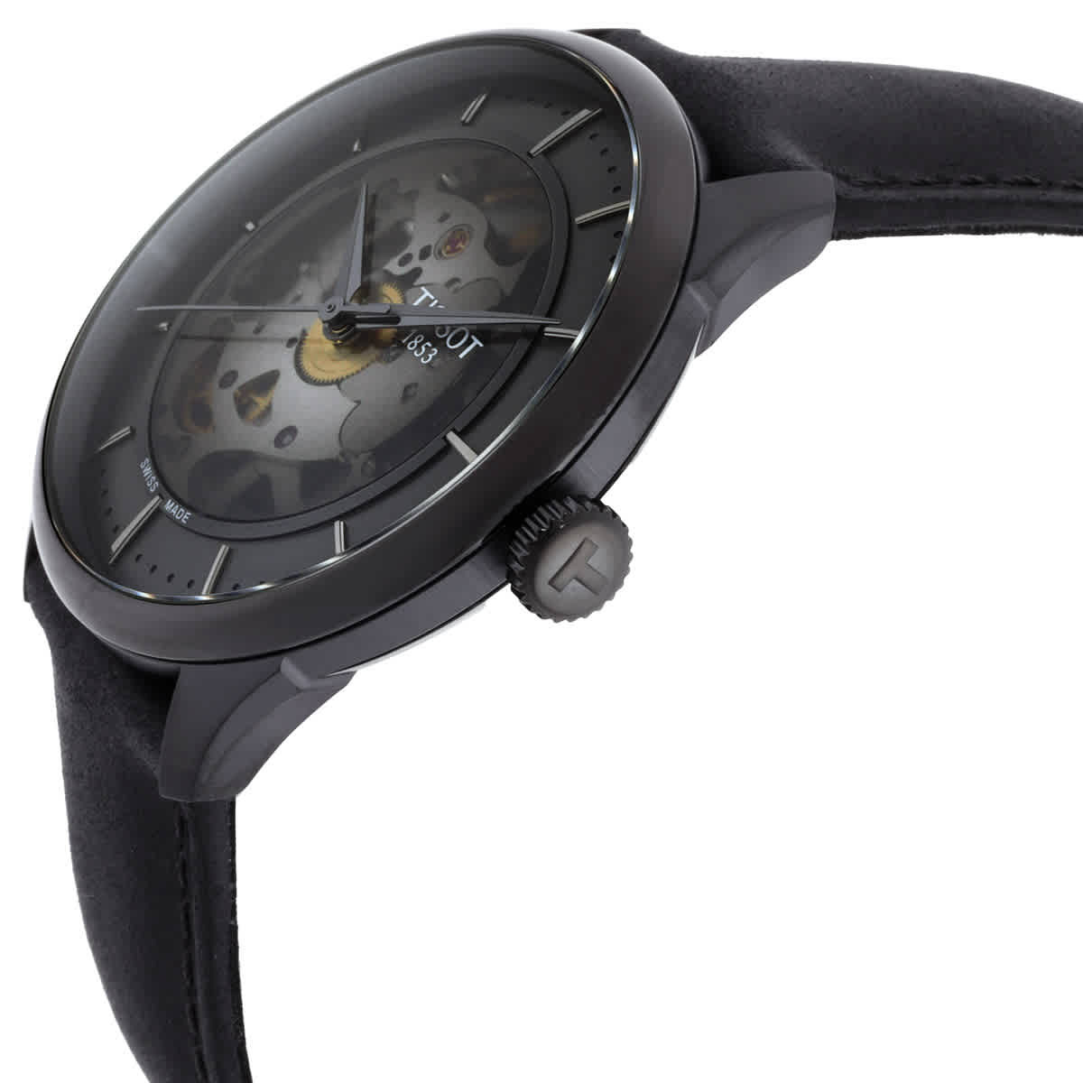 Tissot Chemin Des Tourelles Skeleton Automatic Gunmetal Dial Mens Watch T1398363644100