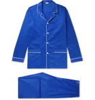 Zimmerli - Piped Striped Cotton Satin-Jersey Pyjama Set - Storm blue