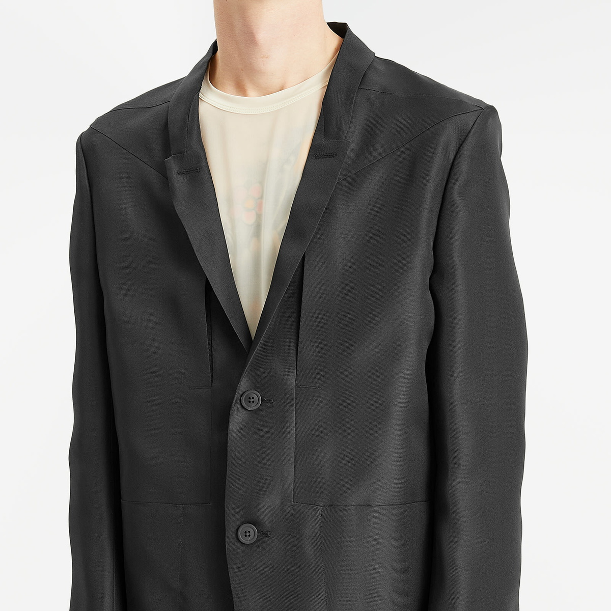 Rick Owens Men's Silk Gazar Lido Coat in Black Rick Owens