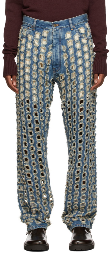 Photo: Maison Margiela Indigo All Over Cut Out Jeans