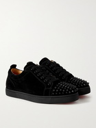 CHRISTIAN LOUBOUTIN - Louis Junior Spikes Cap-Toe Suede Sneakers - Black