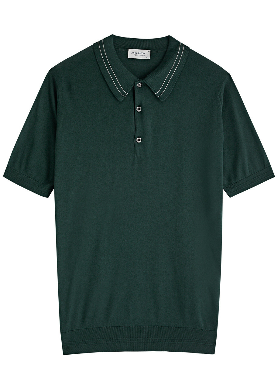John Smedley Otis Knitted Cotton Polo Shirt Dark Green John