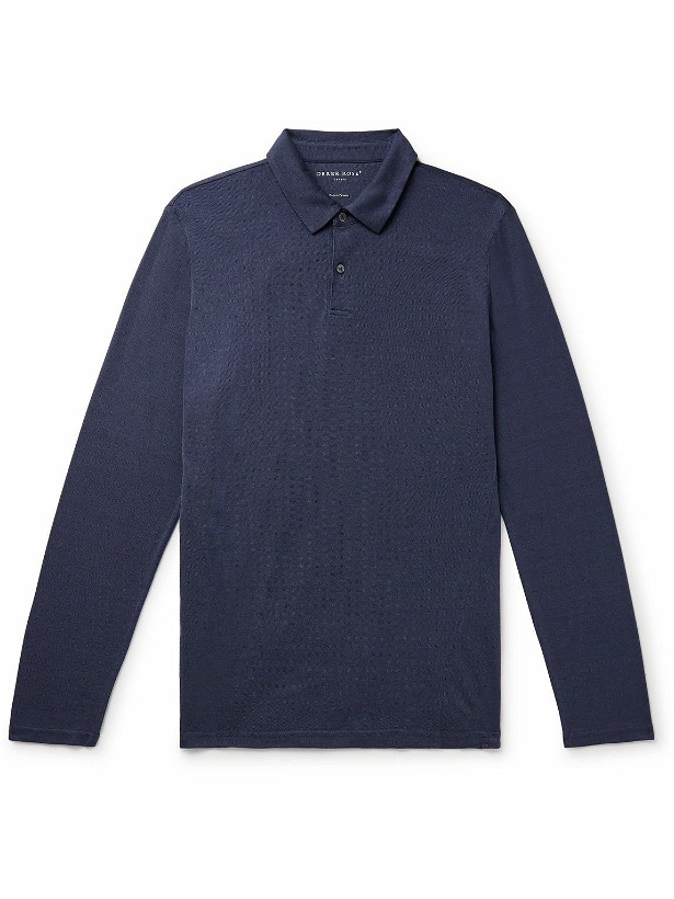 Photo: Derek Rose - Ramsay 2 Slim-Fit Stretch Cotton-Blend Piqué Polo Shirt - Blue