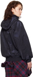 Juun.J Navy Crinkled Trainer Jacket