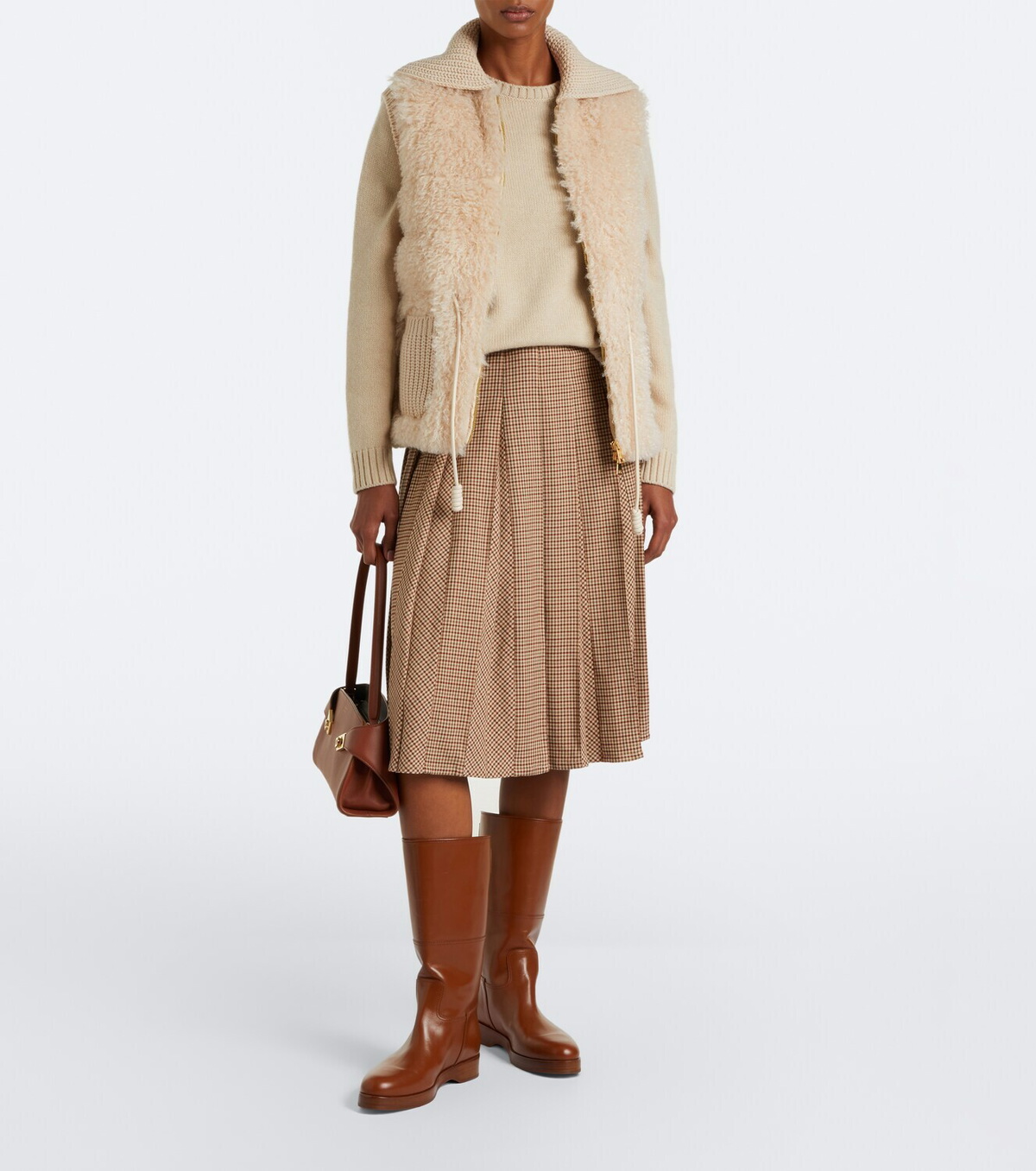 Moncler Shearling and cashmere down vest