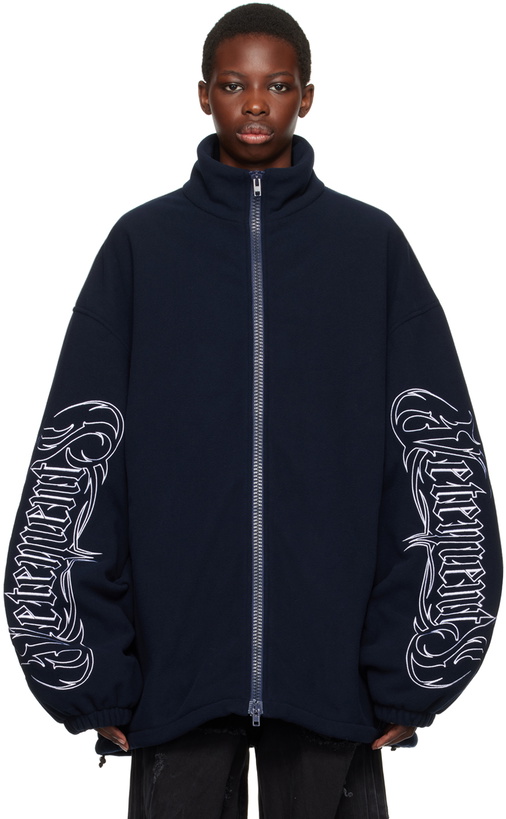 Photo: VETEMENTS Navy Metal Logo Jacket