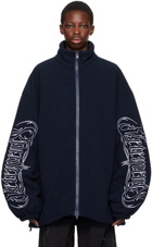 VETEMENTS Navy Metal Logo Jacket