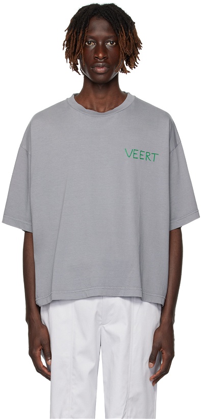 Photo: VEERT Gray Handwritten T-Shirt