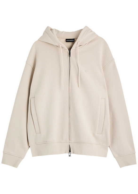 Photo: Emporio Armani Hooded Stretch-jersey Sweatshirt Ecru