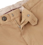 Brunello Cucinelli - Slim-Fit Garment-Dyed Stretch-Cotton Cargo Trousers - Camel