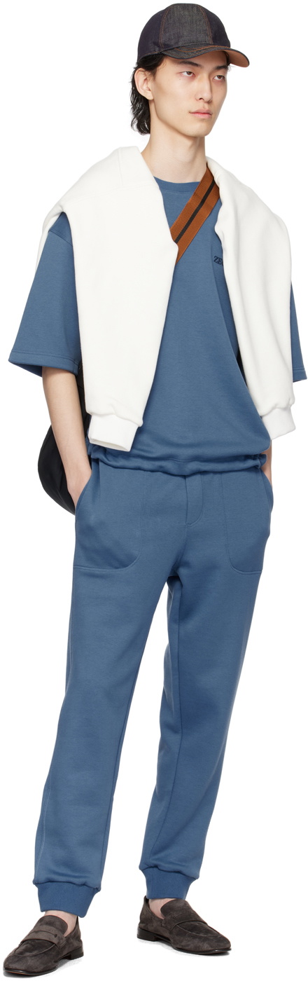 ZEGNA Blue Drawstring Sweatpants