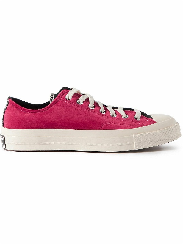 Photo: Converse - Beyond Retro Chuck 70 Upcycled Two-Tone Velvet Sneakers - Red