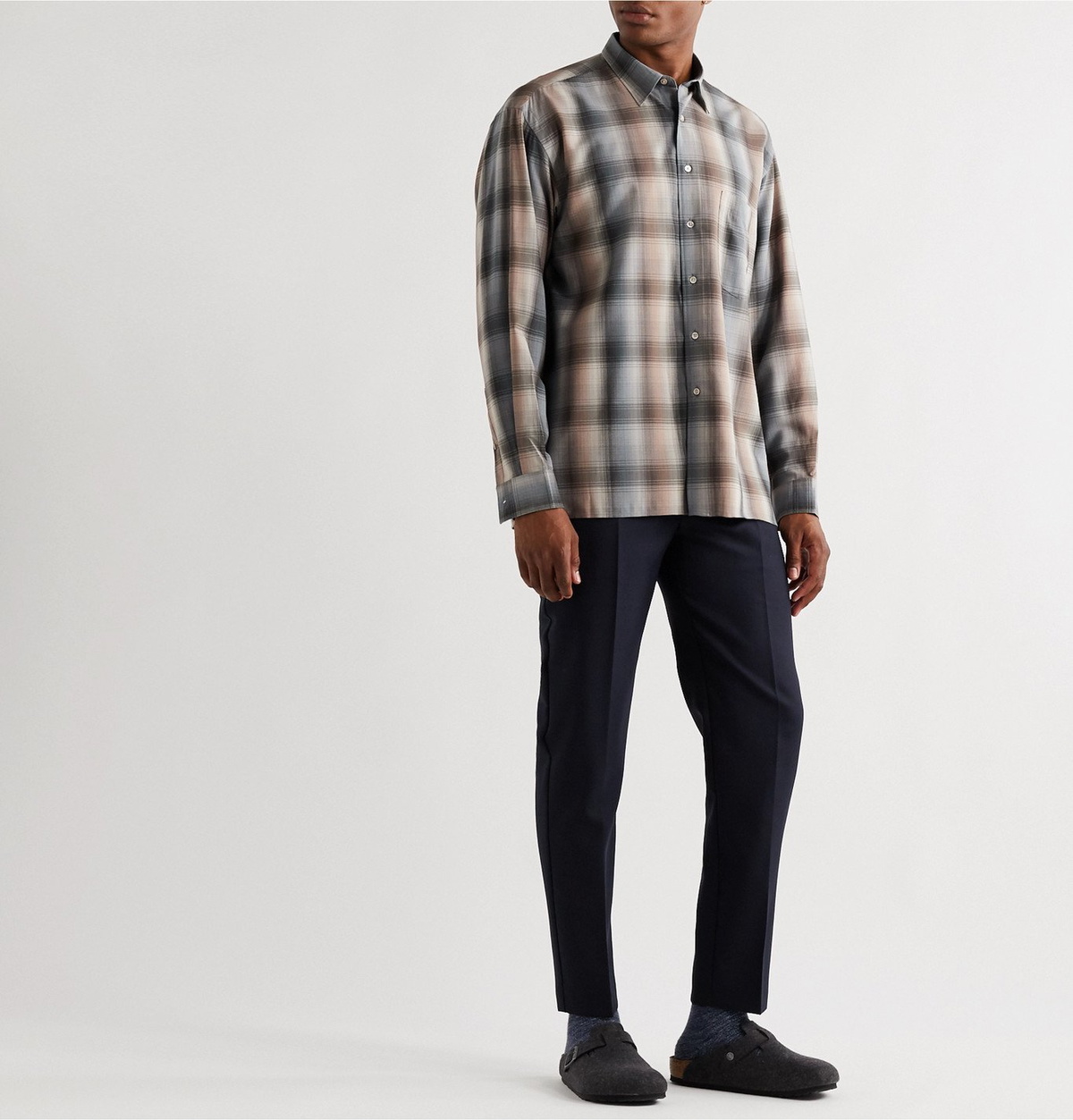 Auralee - Checked Wool Shirt - Brown Auralee