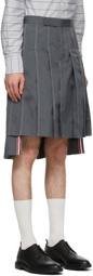 Thom Browne Grey Typewriter Cloth Classic Pleated Skirt