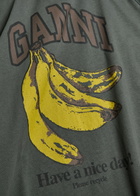 Ganni Printed Drawstring Cotton T-shirt Grey