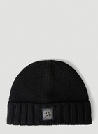 Compass Patch Beanie Hat in Black